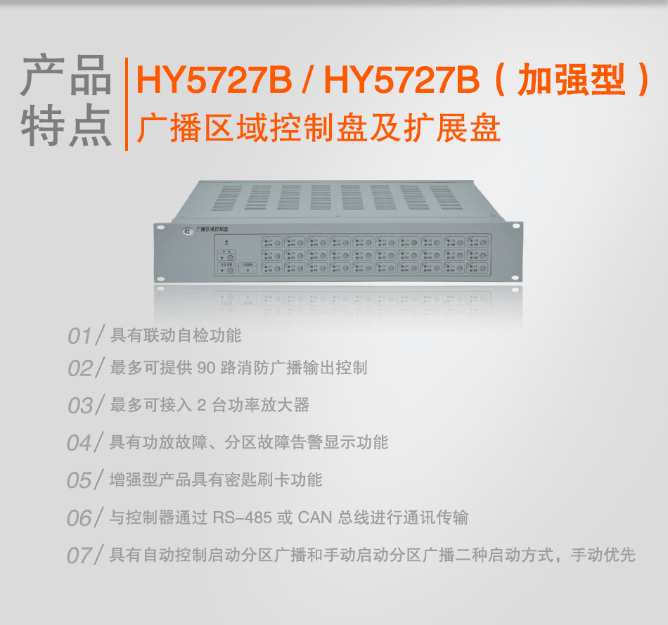 HY5727B廣播區域控制盤特點